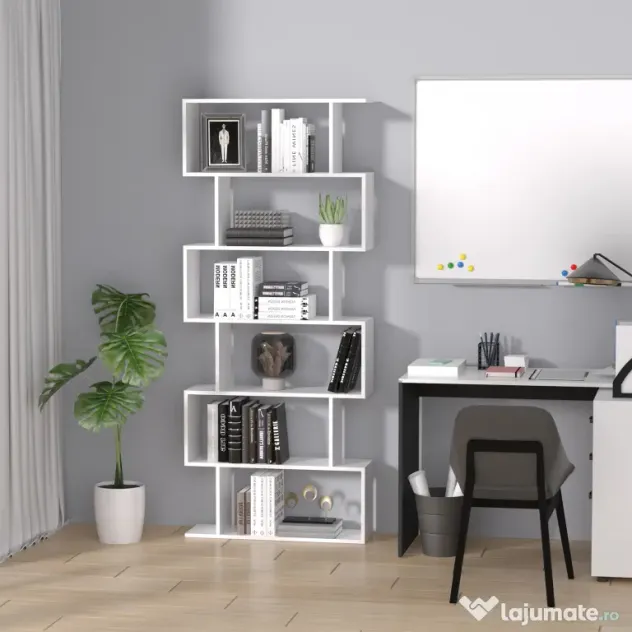HOMCOM Librarie de Design Modern Rafturi Alb, 80x23x192cm