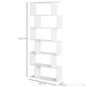 HOMCOM Librarie de Design Modern Rafturi Alb, 80x23x192cm 