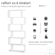 HOMCOM Librarie de Design Modern Rafturi Alb, 80x23x192cm 