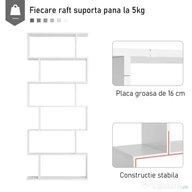 HOMCOM Librarie de Design Modern Rafturi Alb, 80x23x192cm