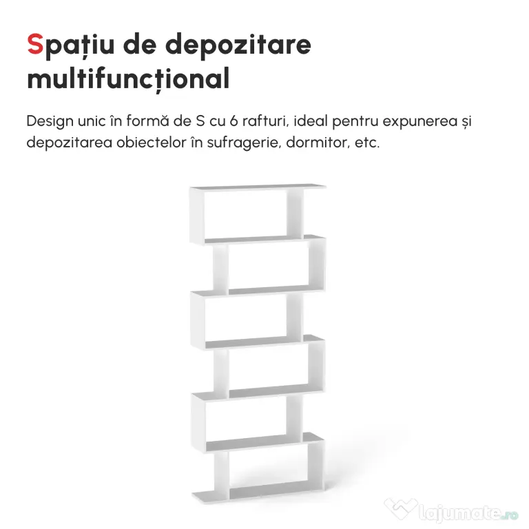 HOMCOM Librarie de Design Modern Rafturi Alb, 80x23x192cm