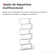 HOMCOM Librarie de Design Modern Rafturi Alb, 80x23x192cm 