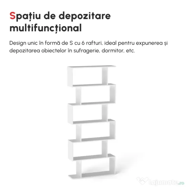 HOMCOM Librarie de Design Modern Rafturi Alb, 80x23x192cm