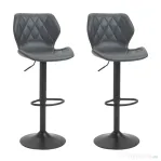 HOMCOM Set 2 Scaune Bar din Piele Sintetica Reglabile Gri