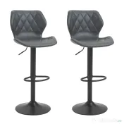 HOMCOM Set 2 Scaune Bar din Piele Sintetica Reglabile Gri 