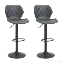 HOMCOM Set 2 Scaune Bar din Piele Sintetica Reglabile Gri
