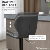 HOMCOM Set 2 Scaune Bar din Piele Sintetica Reglabile Gri 