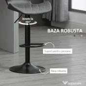 HOMCOM Set 2 Scaune Bar din Piele Sintetica Reglabile Gri 