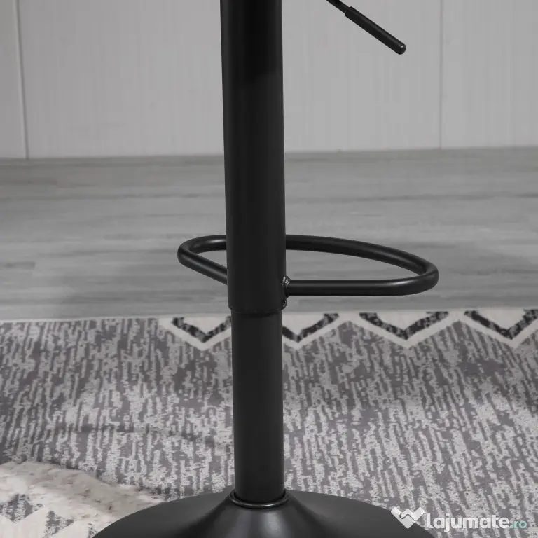 HOMCOM Set 2 Scaune Bar din Piele Sintetica Reglabile Gri
