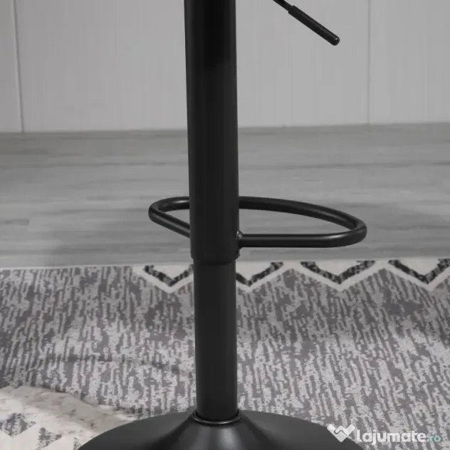 HOMCOM Set 2 Scaune Bar din Piele Sintetica Reglabile Gri