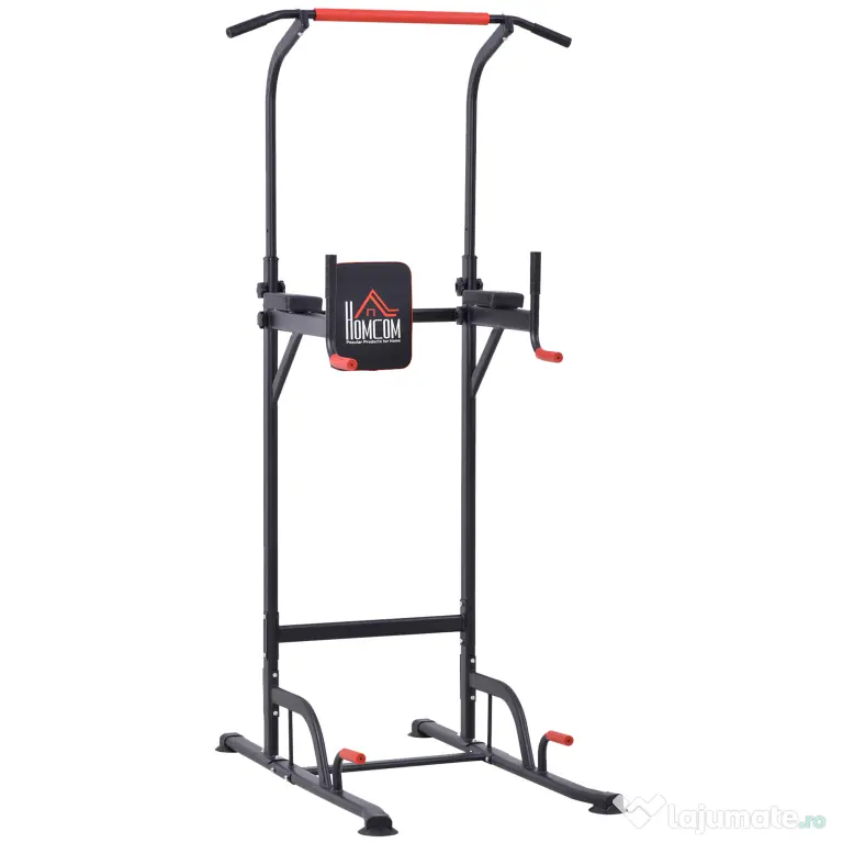 HOMCOM Bară de Tracțiuni Reglabilă pentru Fitness, Aparat Multifuncțional cu Cadru din Oțel, Max. 120 kg