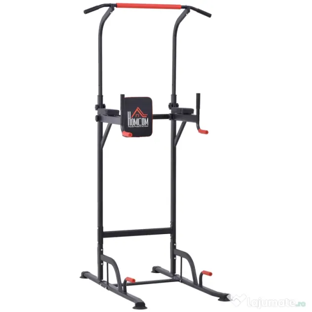 HOMCOM Bară de Tracțiuni Reglabilă pentru Fitness, Aparat Multifuncțional cu Cadru din Oțel, Max. 120 kg