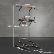 HOMCOM Bară de Tracțiuni Reglabilă pentru Fitness, Aparat Multifuncțional cu Cadru din Oțel, Max. 120 kg 