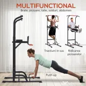 HOMCOM Bară de Tracțiuni Reglabilă pentru Fitness, Aparat Multifuncțional cu Cadru din Oțel, Max. 120 kg 