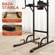 HOMCOM Bară de Tracțiuni Reglabilă pentru Fitness, Aparat Multifuncțional cu Cadru din Oțel, Max. 120 kg 