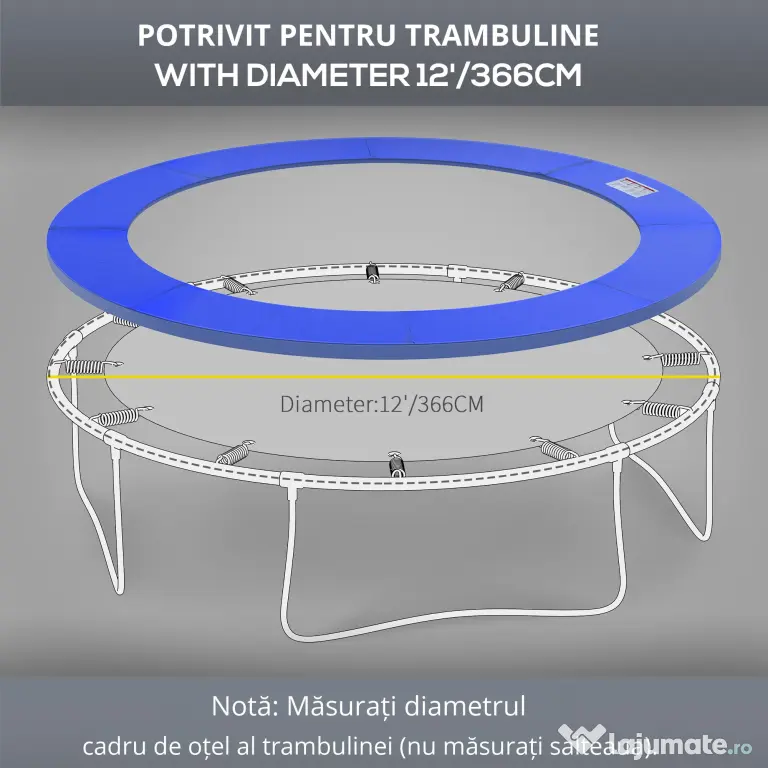 HOMCOM Protecție Margine pentru Trambulină, Ø366x1.5 cm, Albastru