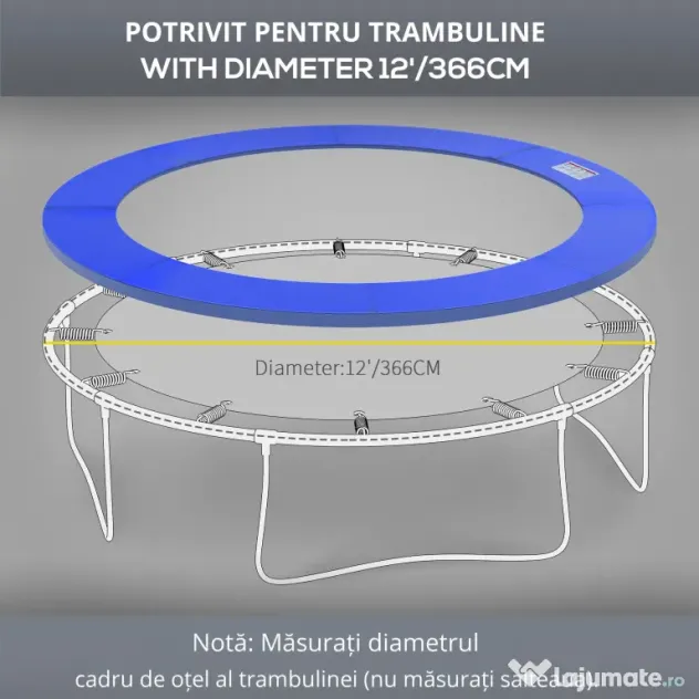 HOMCOM Protecție Margine pentru Trambulină, Ø366x1.5 cm, Albastru
