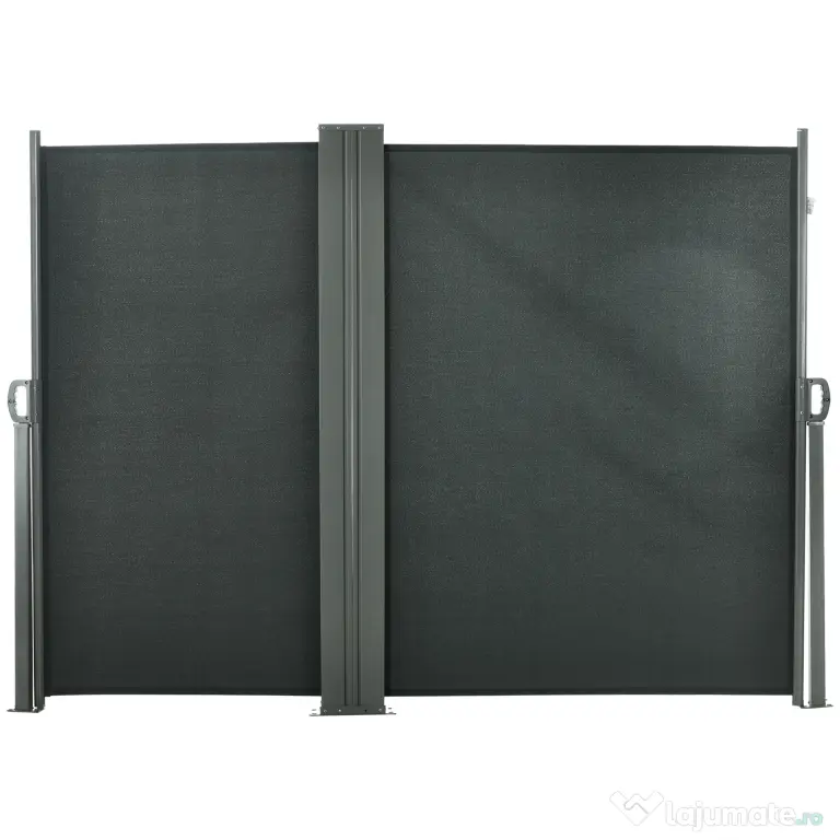 Outsunny Prelată Laterală Retractabilă cu Mâner, Separator Grădină din Metal și Poliester 180 g/m², Anti UV, pentru Intimitate în Exterior, pentru Balcon sau Grădină, 600x180 cm, Gri