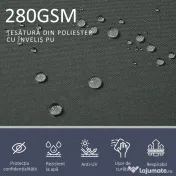 Outsunny Prelată Laterală Retractabilă cu Mâner, Separator Grădină din Metal și Poliester 180 g/m², Anti UV, pentru Intimitate în Exterior, pentru Balcon sau Grădină, 600x180 cm, Gri 