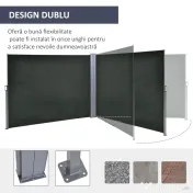 Outsunny Prelată Laterală Retractabilă cu Mâner, Separator Grădină din Metal și Poliester 180 g/m², Anti UV, pentru Intimitate în Exterior, pentru Balcon sau Grădină, 600x180 cm, Gri 