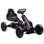 HOMCOM kart cu pedale pentru copii, scaun reglabil 4 poziții, roți EVA, 100 x 58 x 58,5 cm, negru