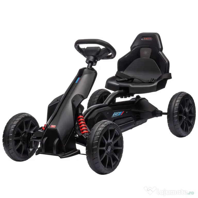 HOMCOM kart cu pedale pentru copii, scaun reglabil 4 poziții, roți EVA, 100 x 58 x 58,5 cm, negru