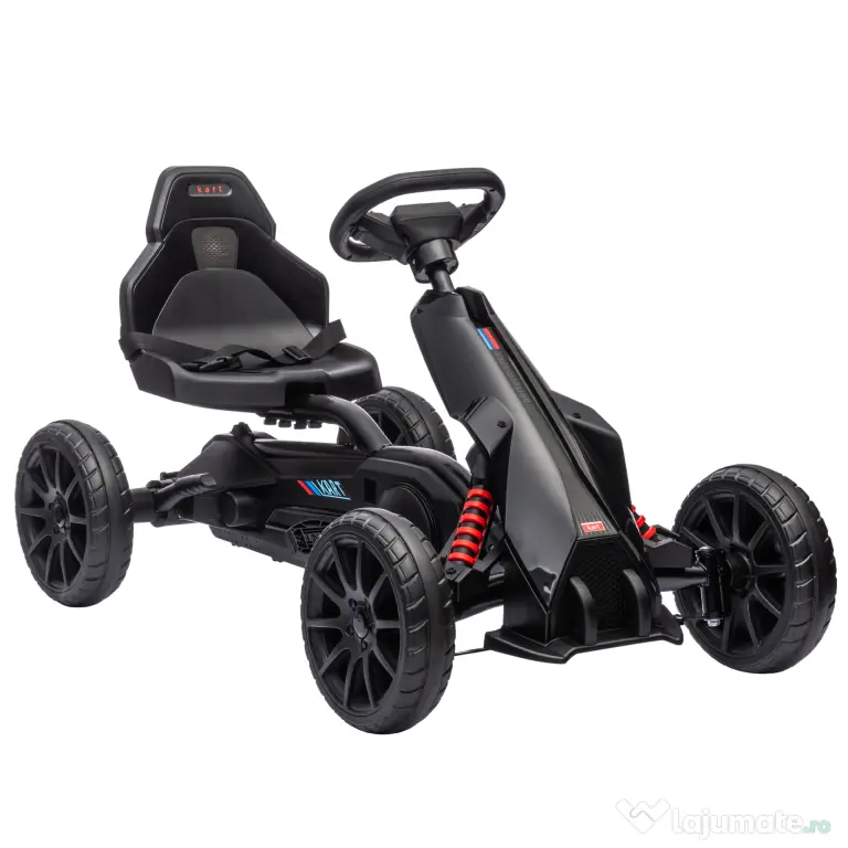 HOMCOM kart cu pedale pentru copii, scaun reglabil 4 poziții, roți EVA, 100 x 58 x 58,5 cm, negru