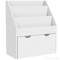 AIYAPLAY Bibliotecă pentru copii cu vârsta între 3-8 ani, cu 3 rafturi și sertar inferior, din MDF, 62,5x30x70 cm, alb