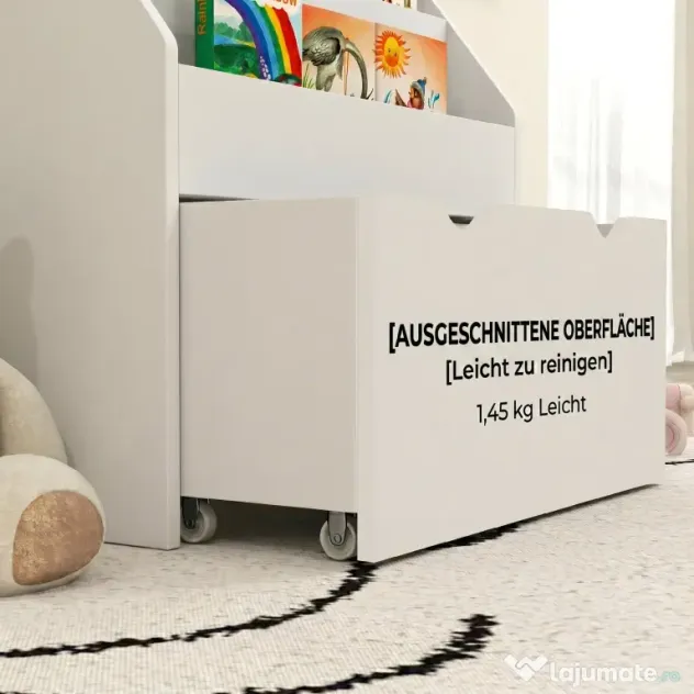 AIYAPLAY Bibliotecă pentru copii cu vârsta între 3-8 ani, cu 3 rafturi și sertar inferior, din MDF, 62,5x30x70 cm, alb