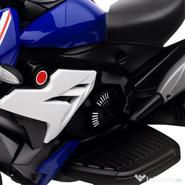 HOMCOM Motocicletă Electrică pentru Copii 3-5 Ani Max. 25kg cu Lumini, Muzică, Baterie 6V și Viteză 3km/h, 86x42x52 cm, Albastră