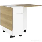 HOMCOM Masă dreptunghiulară extensibilă cu 2 sertare și un dulap din lemn, 140x76x74 cm, alb și lemn natural