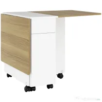 HOMCOM Masă dreptunghiulară extensibilă cu 2 sertare și un dulap din lemn, 140x76x74 cm, alb și lemn natural