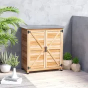Outsunny Dulap Exterior cu Raft Intern și Banc de Lucru, din Lemn și Oțel Zincat, 79x43x92 cm, culoare lemn