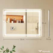 HOMCOM Oglindă Baie Antiaburire cu Lumină LED și Difuzor Bluetooth 50x70 cm 