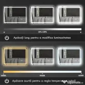 HOMCOM Oglindă Baie Antiaburire cu Lumină LED și Difuzor Bluetooth 50x70 cm 