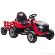 AIYAPLAY 2 în 1 Tractor Electric pentru Copii 3-8 Ani cu Remorcă Detașabilă, Telecomandă, Muzică, Lumini, Roșu 
