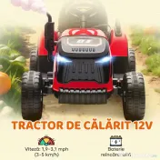 AIYAPLAY 2 în 1 Tractor Electric pentru Copii 3-8 Ani cu Remorcă Detașabilă, Telecomandă, Muzică, Lumini, Roșu 