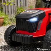 AIYAPLAY 2 în 1 Tractor Electric pentru Copii 3-8 Ani cu Remorcă Detașabilă, Telecomandă, Muzică, Lumini, Roșu 