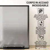 HOMCOM Coș de Gunoi cu Pedală cu 2 Compartimente de 30L, Capac Amortizat și Galeți Detașabili, Oțel Inoxidabil, Argintiu