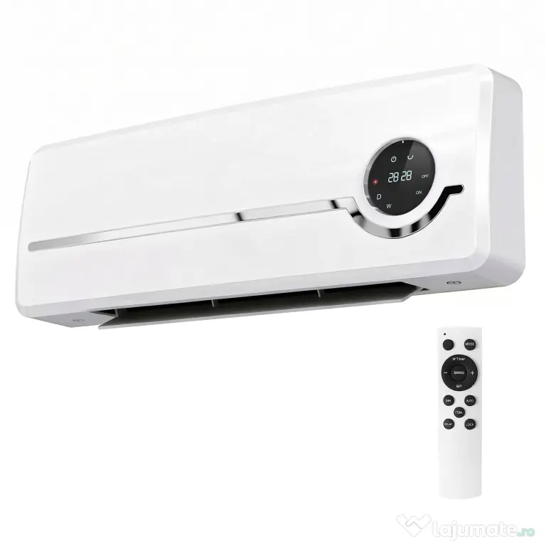 HOMCOM Aerotermă Ceramică 2000W de Perete cu 3 Moduri, Temperatură Reglabilă, Temporizator, Telecomandă, Blocare pentru Copii, Alb