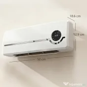 HOMCOM Aerotermă Ceramică 2000W de Perete cu 3 Moduri, Temperatură Reglabilă, Temporizator, Telecomandă, Blocare pentru Copii, Alb