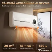 HOMCOM Aerotermă Ceramică 2000W de Perete cu 3 Moduri, Temperatură Reglabilă, Temporizator, Telecomandă, Blocare pentru Copii, Alb