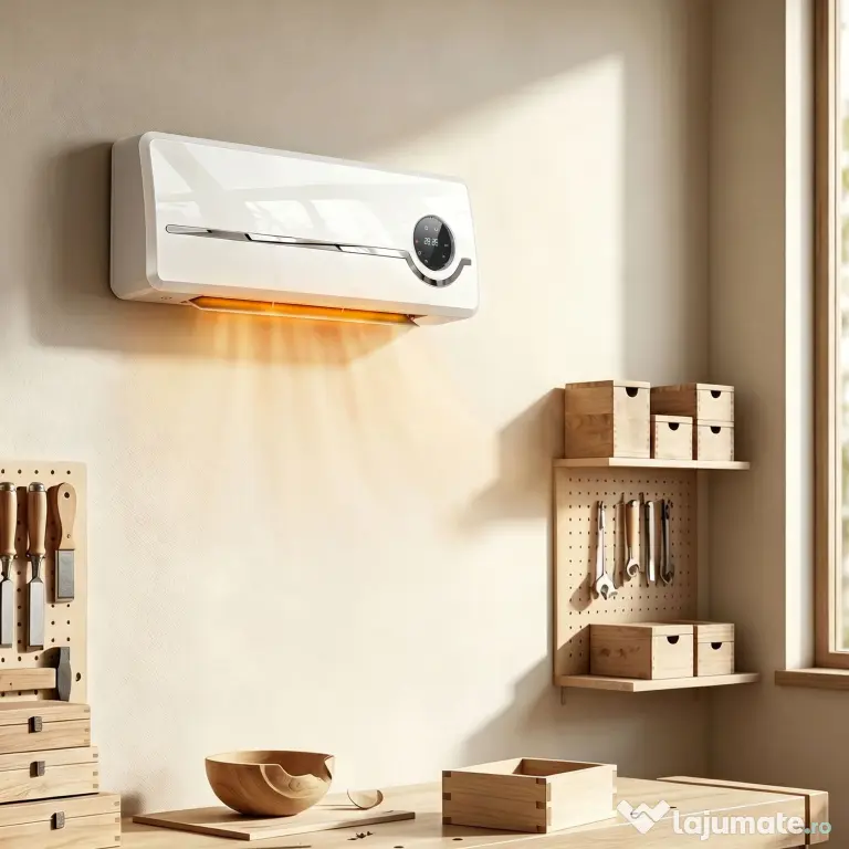 HOMCOM Aerotermă Ceramică 2000W de Perete cu 3 Moduri, Temperatură Reglabilă, Temporizator, Telecomandă, Blocare pentru Copii, Alb