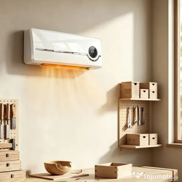 HOMCOM Aerotermă Ceramică 2000W de Perete cu 3 Moduri, Temperatură Reglabilă, Temporizator, Telecomandă, Blocare pentru Copii, Alb
