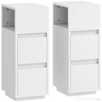 HOMCOM Set de 2 noptiere cu 2 sertare și raft deschis, moderne și compacte, 25x30x65 cm, alb