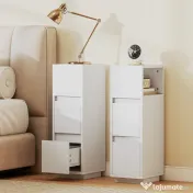 HOMCOM Set de 2 noptiere cu 2 sertare și raft deschis, moderne și compacte, 25x30x65 cm, alb