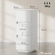 HOMCOM Set de 2 noptiere cu 2 sertare și raft deschis, moderne și compacte, 25x30x65 cm, alb