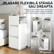 HOMCOM Set de 2 noptiere cu 2 sertare și raft deschis, moderne și compacte, 25x30x65 cm, alb