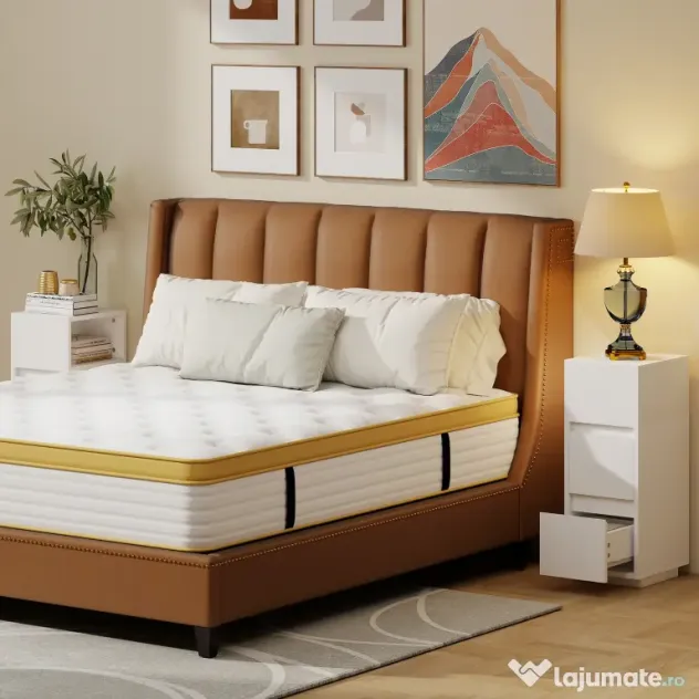 HOMCOM Set de 2 noptiere cu 2 sertare și raft deschis, moderne și compacte, 25x30x65 cm, alb