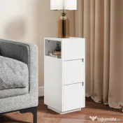 HOMCOM Set de 2 noptiere cu 2 sertare și raft deschis, moderne și compacte, 25x30x65 cm, alb